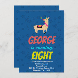 Custom Adorable Llama Cartoon Invitations for Kids