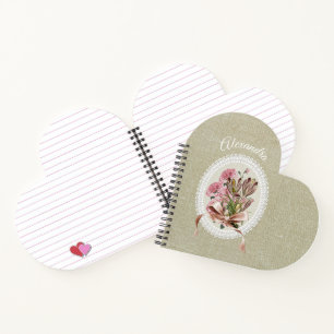 Custom adorable natural brown texture with flowers notebook