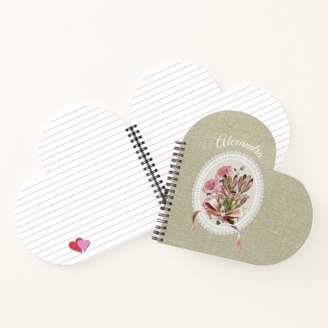 Custom adorable natural brown texture with flowers notebook (Inside)