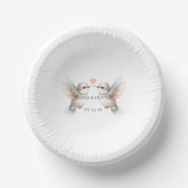Custom Adorable Wedding Paper Bowl Paper Plate (Front)