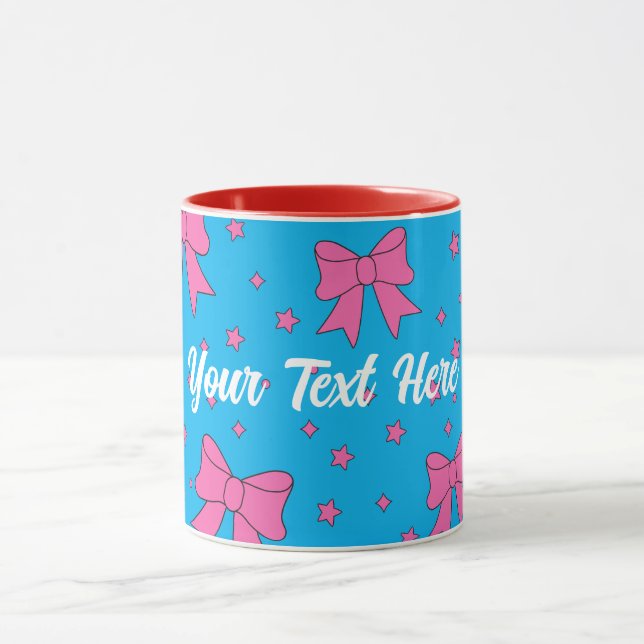 Custom Aesthetic pink bows  Mug (Center)