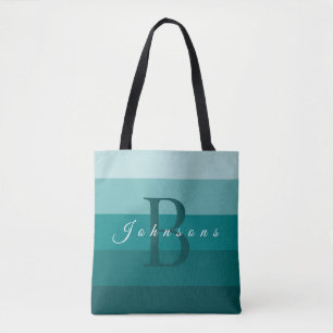 Custom Aesthetic Teal Palette Stripe Colour Block Tote Bag