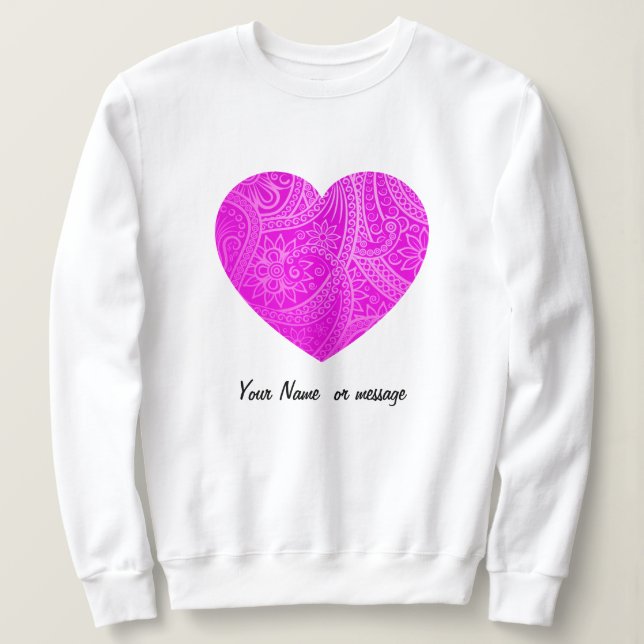 Custom Aesthetic Vibrant Magenta Heart Pattern  Sweatshirt (Design Front)