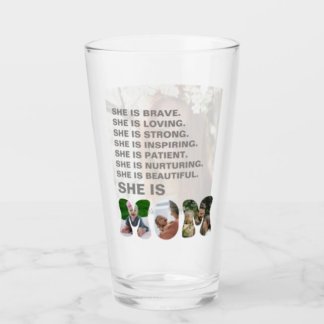 Custom Affirmation New Mum photo Gift Glass (Front)