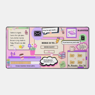 Custom affirmation teacher Kawaii pink purple cute Desk Mat