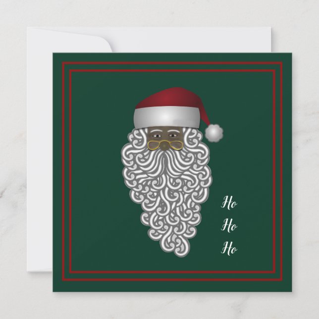 Custom  African American Black Santa Christmas Holiday Card (Front)