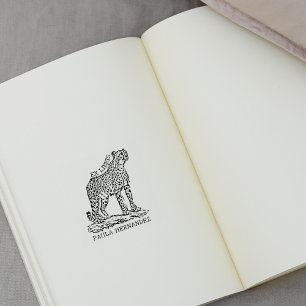 Custom African Cheetah Ex Libris Bookplate Rubber Stamp
