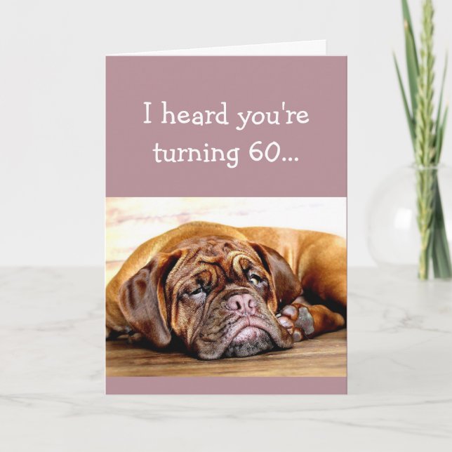 Custom Age 60th Birthday No Day Naps Sleeping Dog Card (Front)