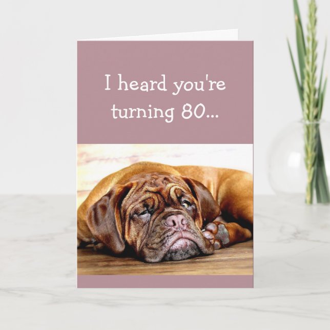Custom Age 80th Birthday No Day Naps Sleeping Dog Card (Front)