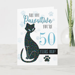Custom Age Birthday Cat Silhouette  Card