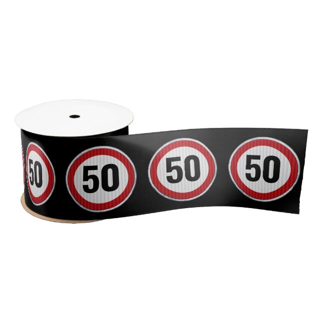 CUSTOM AGE birthday circular speed limit sign Satin Ribbon (Spool)