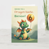 Custom Age Birthday Cute Dragon Holding Balloon