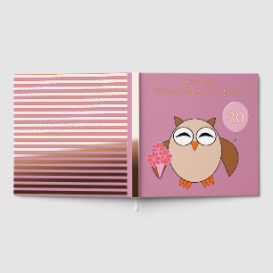 Custom Age Birthday Owl 30th Birthday Guestbook