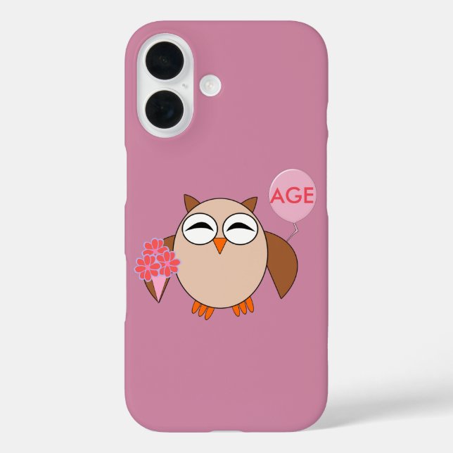 Custom Age Birthday Owl Case-Mate iPhone Case (Back)
