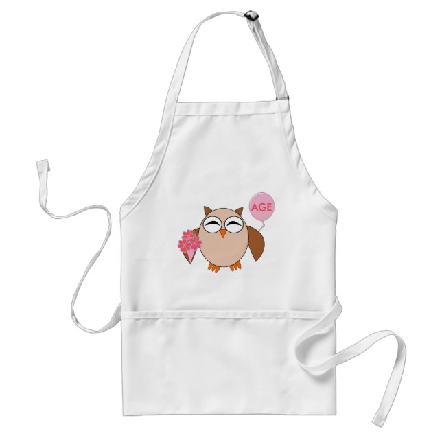 Custom Age Birthday Owl Cooking Apron (Front)