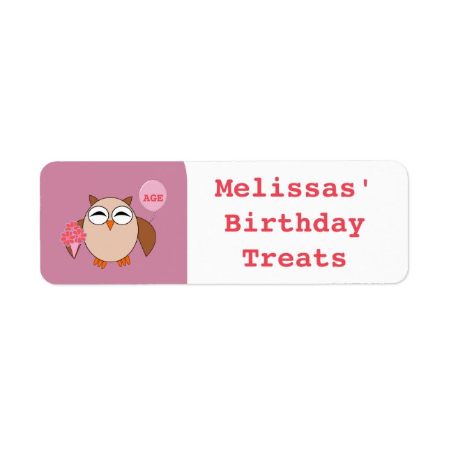 Custom Age Birthday Owl Food Labels (Front)