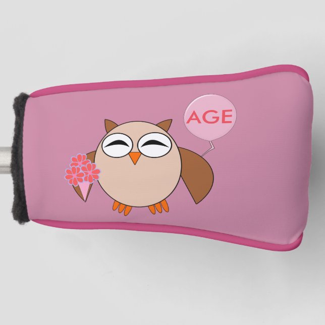 Custom Age Birthday Owl Golf Putter Cover (Front)