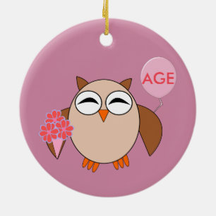 Custom Age Birthday Owl Ornament