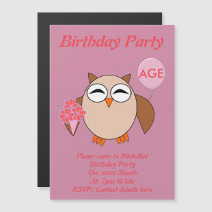 Custom Age Birthday Owl Party Invites