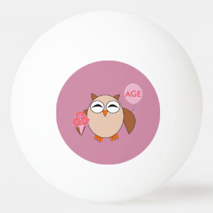 Custom Age Birthday Owl Ping Pong Ball