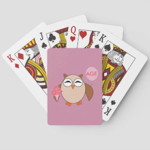 Custom Age Birthday Owl Playing cards