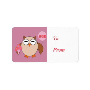 Custom Age Birthday Owl Present Labels