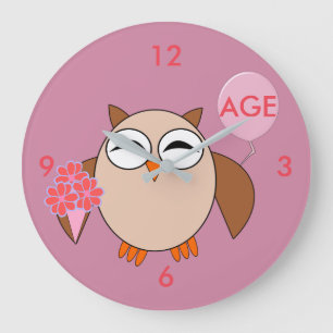 Custom Age Birthday Owl Wall Clock