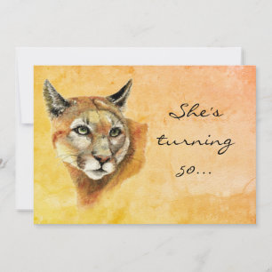 Custom Age Birthday Party Invite Cougar Humour