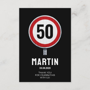 CUSTOM AGE birthday party with road sign Thank You Card