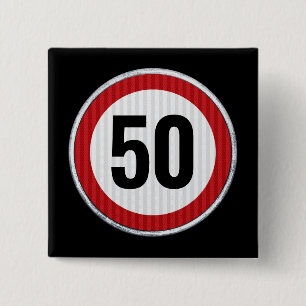 CUSTOM AGE birthday with red road sign 15 Cm Square Badge