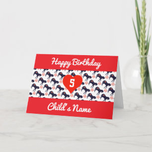 Custom Age Card for Kids Horses and Roses Pattern