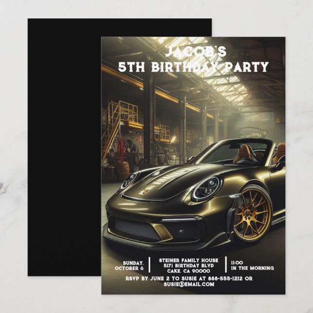 Custom Age Cars Boys Birthday Party Invitations (Front/Back)