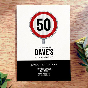 Custom age circular traffic sign birthday party  invitation