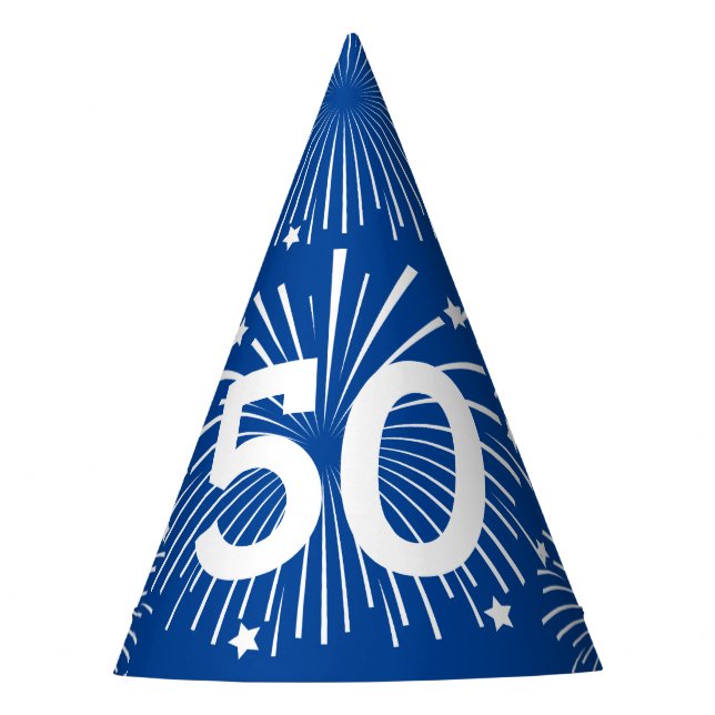 Custom age coloured Birthday party paper cone hats (Front)