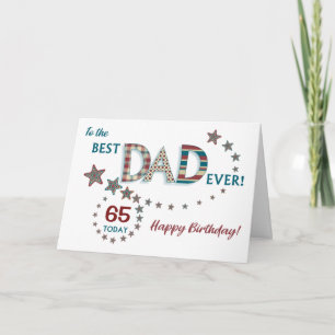 Custom Age Dad's Birthday Stars and Word Art Card