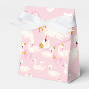 Custom Age Girl Royal Swan Princess Pink Birthday Favour Box
