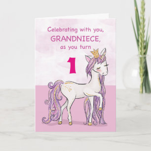Custom Age Grandniece Birthday Pink Horse Card
