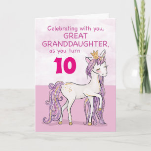 Custom Age Great Granddaughter Birthday Pink Horse Card