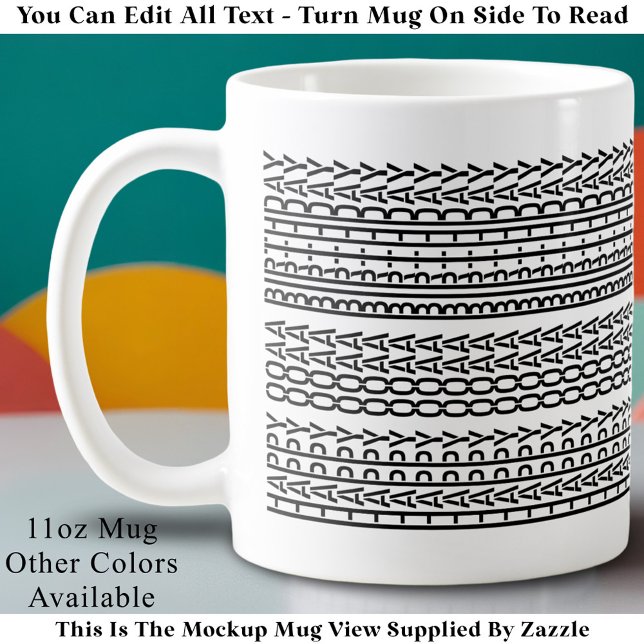Custom Age Happy Birthday Modern Hidden Message Coffee Mug (Creator Uploaded)