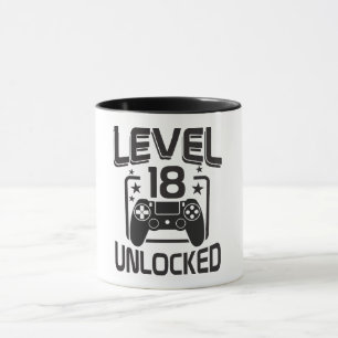 Custom Age Level 18 Unlocked Birthday Gamer Mug