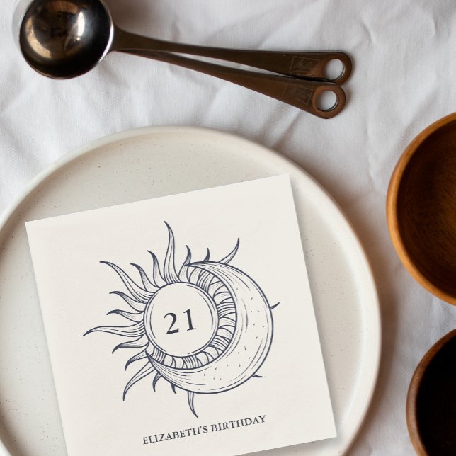 Custom Age Mystic Celestial Moon Birthday  Napkin (Custom Age Mystic Celestial Moon Birthday Napkins)