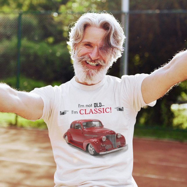 Custom Age Not Old But Red Classic 1939 Coupe T-Shirt (Mockup shows design, not necessarily the fit.)