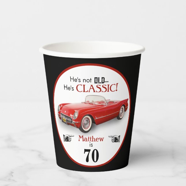 Custom Age Not Old Red Classic 1954 Convertible Paper Cups (Front)