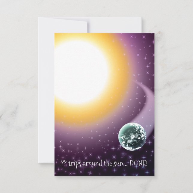 Custom Age Orbits Around the Sun Invitation (Front)