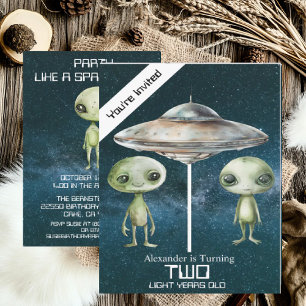 Custom Age Outer Space Alien Birthday Party Invitation
