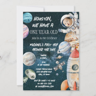 Custom Age Outer Space Astronaut Birthday  Invitat Invitation