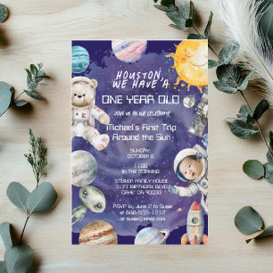 Custom Age Outer Space Astronaut Birthday  Invitat Invitation