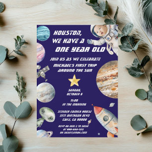 Custom Age Outer Space Astronaut Birthday Invitation