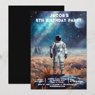 Custom Age Outer Space Birthday Party Invitations