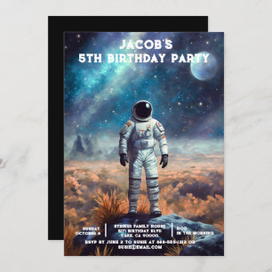 Custom Age Outer Space Birthday Party Invitations